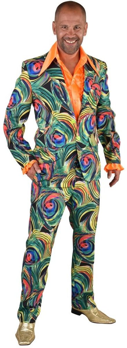 Groen Funky Cirkels Aquarel | Man | Large | Carnaval kostuum | Verkleedkleding